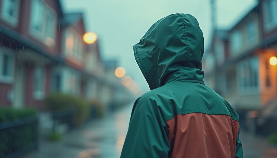 Visual context for mens rain jacket
